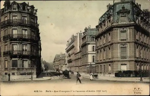 Ak Paris VIII., Rue Francois Ier a l'Avenue d'Antin