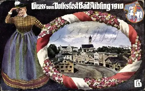 Ganzsachen Ak Bad Aibling im Kreis Rosenheim Oberbayern, Volksfest 1910, PP 15 C 183