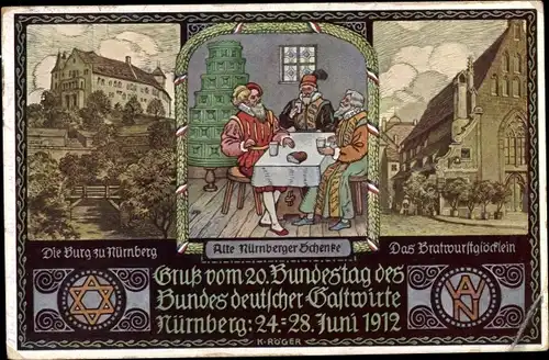 Ganzsachen Ak Nürnberg in Mittelfranken Bayern, PP 27 C 59, Bundestag deutscher Gastwirte 1912
