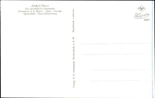 Ak Pommern an der Mosel, Ortspanorama, Gasthaus Onkel Otto, Wein