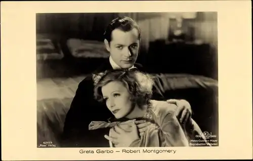 Ak Schauspielerin Greta Garbo, Robert Montgomery