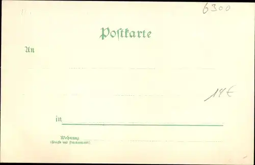 Litho Gießen an der Lahn Hessen, Denkmal, St. Johannis Kirche, Blick auf den Ort