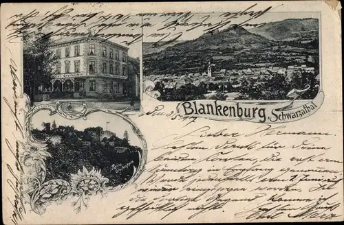 Ak Bad Blankenburg in Thüringen, Hotel Greifenstein, Ruine, Panorama