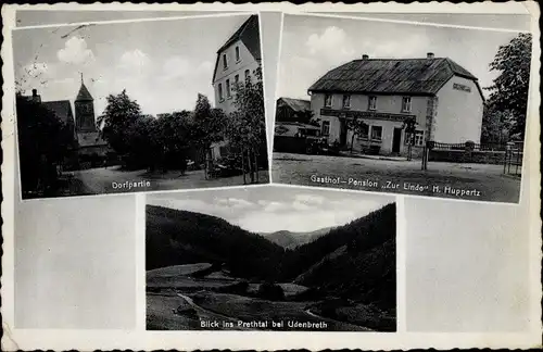 Ak Udenbreth Hellenthal in der Eifel, Dorfpartie, Gasthof Zur Linde, Blick ins Prethtal