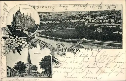 Ak Eitorf an der Sieg, Marktplatz, Krankenhaus, Totalansicht