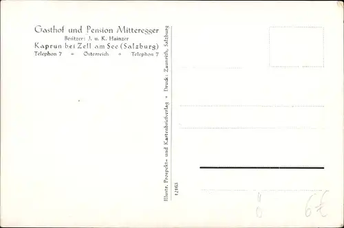Künstler Ak Hintner, Kaprun in Salzburg, Gasthof und Pension Mitteregger