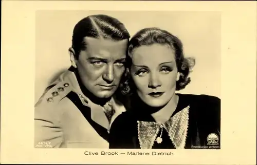 Ak Schauspieler Marlene Dietrich und Clive Brook, Portrait