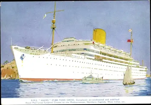 Künstler Ak Dampfer RMS Andes, Royal Mail Lines