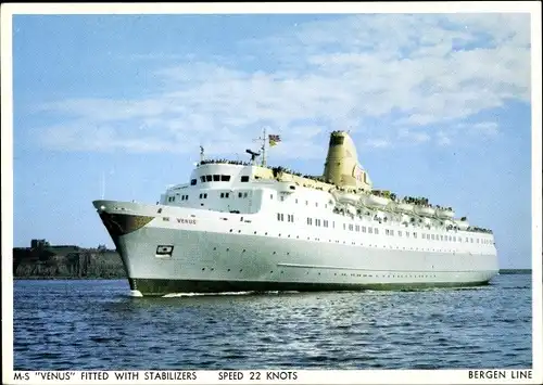 Ak Dampfschiff MS Jupiter, Bergen Line, Dampfer