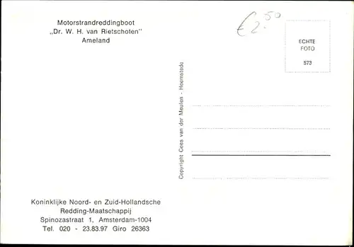 Ak Ameland Friesland, Motorstrandreddingboot Dr. W. H. van Rietschoten, Rettungsboot