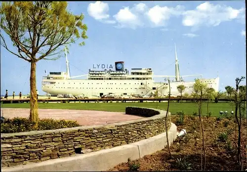 Ak Le Barcarès Pyrénées Orientales, Dampfer Lydia im Hafen, Fährschiff, Hellenic Mediterranean Lines