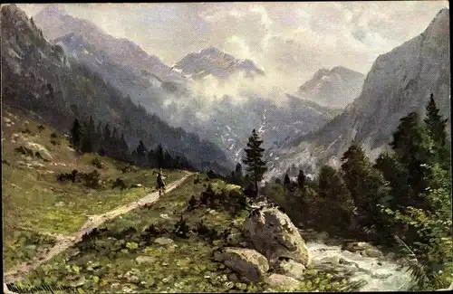 Künstler Ak Oberstdorf im Oberallgäu, Oytal, Berge, Talansicht