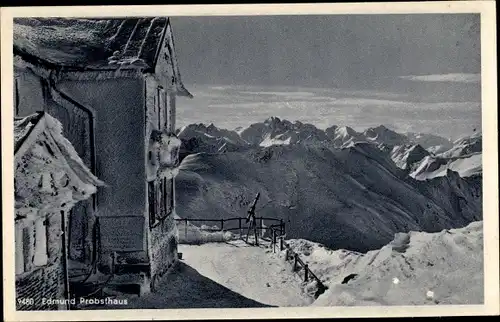 Ak Oberstdorf im Oberallgäu, Edmund Probst Haus, Nebelhorn, Berge, Schnee