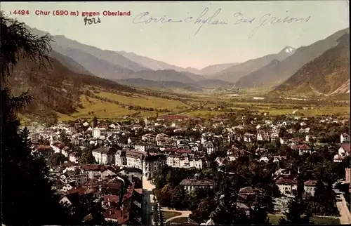 Ak Chur Kanton Graubünden, Ortsansicht gegen Oberland