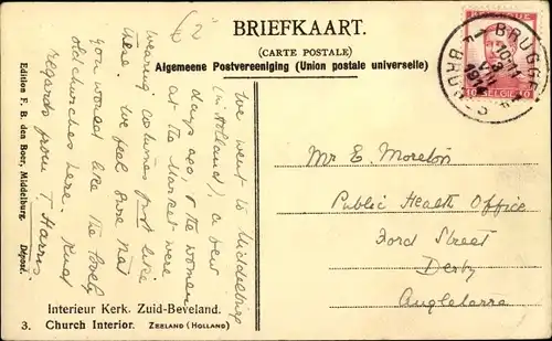 Ak Zuid Beveland Zeeland Niederlande, Interieur Kerk