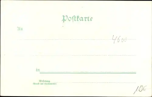 Litho Dortmund im Ruhrgebiet, Kriegerdenkmal, Bahnhof, Post, Gymnasium, Kronenburg