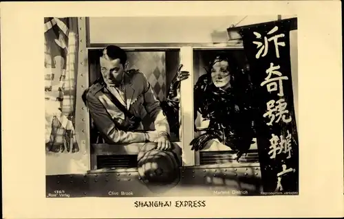 Ak Shanghai Express, Schauspieler Marlene Dietrich und Clive Brook, Ross Verlag 136/1