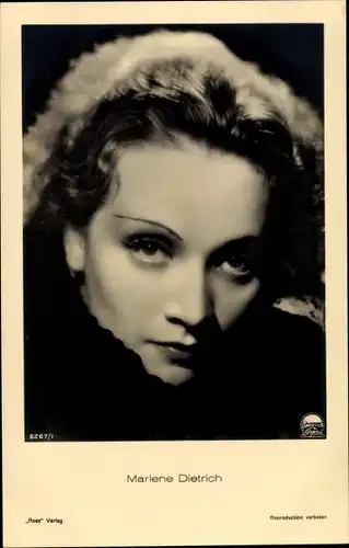 Ak Schauspielerin Marlene Dietrich, Portrait, Ross Verlag 6267/1