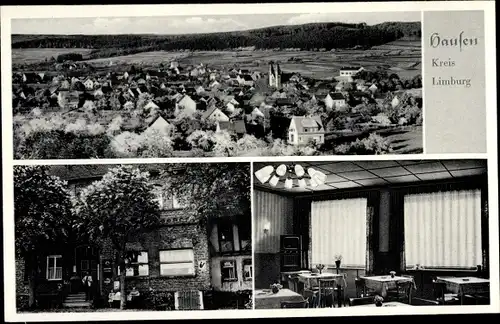 Ak Hausen Waldbrunn Westerwald, Gesamtansicht, Gasthaus Pension Marquardt