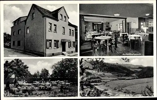 Ak Charlottenberg bei Holzappel, Gelbachtal, Aufenthaltsraum, Pension, Willy Eckhardt,Terrasse