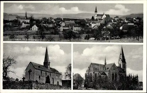 Ak Dorchheim Elbtal im Westerwald Hessen, Gesamtansicht, Kirche