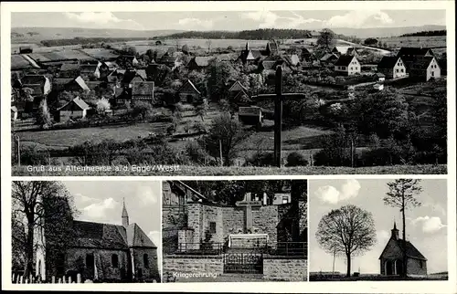 Ak Altenheerse Willebadessen in Westfalen, Gesamtansicht, Kirche, Kriegerehrung, Kapelle