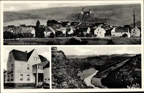 Ak Langenscheid an der Lahn, Panorama, Gasthaus Zum Lahntal