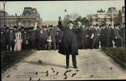 Ak Paris Frankreich, Le Charmeur d'Oiseaux aux Tuileries, Jardin