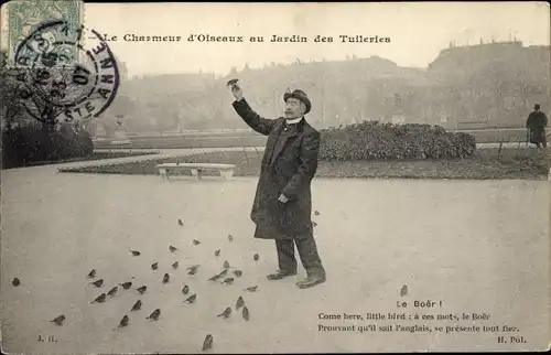 Ak Paris Frankreich, Le Charmeur d'Oiseaux aux Tuileries, Jardin des Tuileries