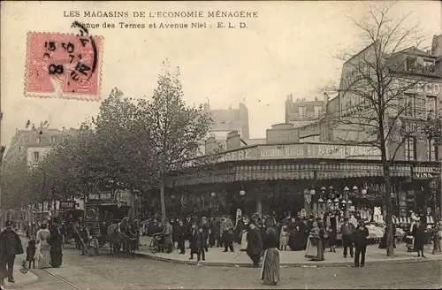 Ak Paris VIII, Avenue des Ternes, Ave. Niel, Magasins de l'Économie Ménagère