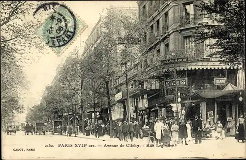 Ak Paris XVII, Avenuede Clichy, Rue Legedre