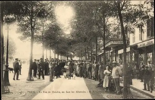 Ak Paris XIX, Rue de Flandre, en face les abattoirs