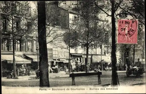Ak Paris VIII, Boulevard de Courcelles, Bureau des Omnibus