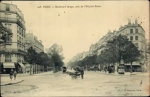 Ak Paris XIV, Boulevard Arago, pris de l'Hopital Broca