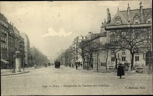 Ak Paris XIII, Perspective de l'Avenue des Gobelins