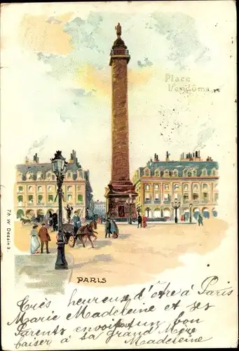 Litho Paris VIII., Place de la Concorde, Obélisque