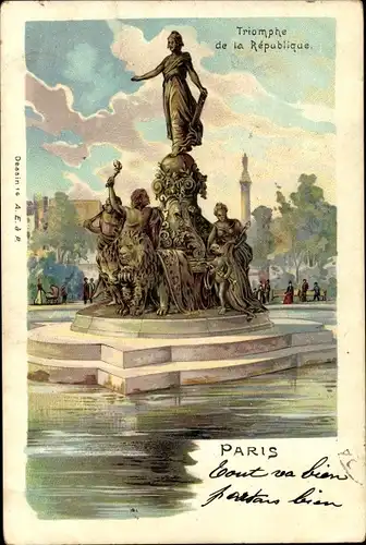 Litho Paris XII, Place de la Nation, Triomphe de la République