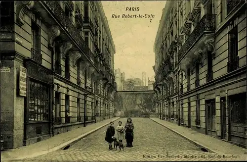 Ak Paris XVI., Rue Robert le Coin, Kinder mit Hund, Handlung