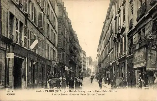 Ak Paris X., Rue de Lancry vers le Canal Saint Martin, Boucherie