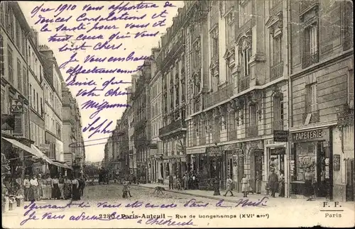 Ak Paris XVI., Rue de Longchamps, Papeterie