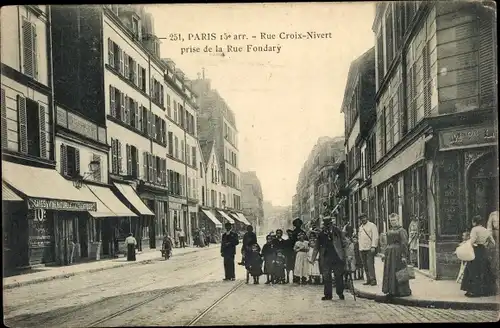 Ak Paris XV., Rue Croix Nivert, prise de la Rue Fondary