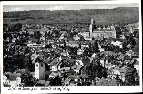 Ak Arnsberg Sauerland, Neustadt mit Regierung, Stadtpanorama
