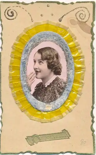 Stoff Ak Portrait einer jungen Frau