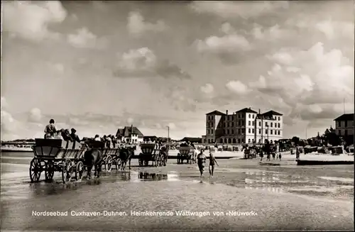 Ak Duhnen Cuxhaven in Niedersachsen, Wattwagen kehrt von Insel Neuwerk zurück