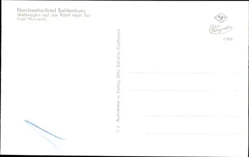 Ak Sahlenburg Cuxhaven in Niedersachsen, Wattwagen auf der Fahrt nach der Insel Neuwerk