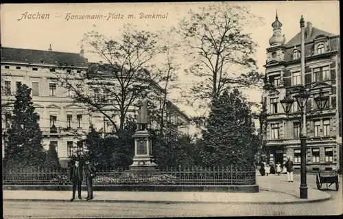 Ak Aachen in Nordrhein Westfalen, Hansemann Platz, Denkmal