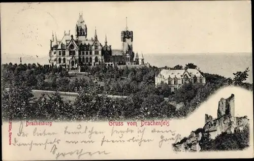 Ak Königswinter im Rhein Sieg Kreis, Drachenfels, Ruine, Drachenburg