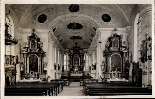 Ak Boos in Schwaben, Pfarrkirche St. Martin, Innenansicht