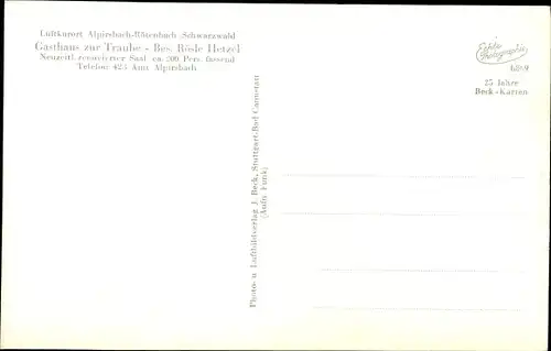 Ak Rötenbach Alpirsbach im Schwarzwald, Gasthaus zur Traube