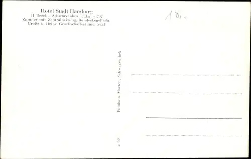 Ak Schwarzenbek im Herzogtum Lauenburg, Hotel Stadt Hamburg